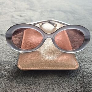 Chloe Chic Women's Oval Sunglasses - Gray Frame with Pink Lenses CHOO51S OO1
